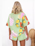 Casual Women's Shorts Two-Piece Fashion Print Shirt