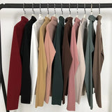 Half Turtleneck Long Sleeve T Shirt Women 2020 Spring Harajuku Solid Bottoming Pullovers 7 Colors Fashion Thin