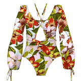 Sleeve Swimwear Women 2021 New Printed One Piece Swimsuit Female Plus Size Swimwear Monokini Bathing Suit Summer Beach