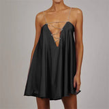 With Deep V-Neck-Loose Sling-Type Loose