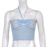 Contrast Patchwork Knitted New Halter Top Strapless Slim Sexy Party Tube Tops Sleeveless Slim Corsets Female