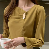 Long Sleeve V-neck Chiffon Blouse Shirt Tops Blouse Women Blusas Mujer De Moda 2021 Tops Women Blouses Shirts Blusa