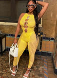 Party Sexy Hollow Out Sleeveless Mesh Bodycon