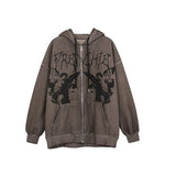 Dark Jacket Coat Print Angel Fairy Womens Hoodies Hip-hop Streetwear Harajuku Anime Women Coat Zipper Y2k Women