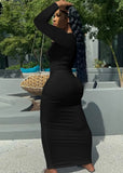 Ribbed Sexy Long Bodycon Dress with Full