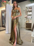 Women's Dress Sexy Evening Dress Open Sleeveless Hot Gold