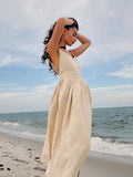 V-Necked Suspension Dresses 2025 Spring New Temperament Elegant Sexy Strap-On Striped Slings Long