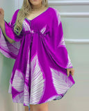 Collar Long Sleeve Loose Short Dress Irregular