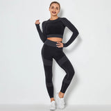 Gym Set Fitness Clothing Sportswear High Waist Women Gym Leggings Tights Padded Push-up Sports Bra 2 Pcs Sports