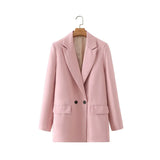 And Summer 2024 New Simple Loose Double-Breasted Suit Jacket New Suit For Women In Spring And Autumn-Outfit