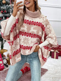 And Winter Sweater New High-Collar Christmas Sweater Elk Bump Pattern Bat Sleeve