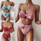 Toloer New Swimsuit Hot Swimsuit Women's Split Bright Silk Bikini B138-Outfit