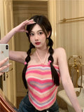 Hanging Neck Sling Female Summer New Love Striped Sweet Babes Vest Short Sleeveless