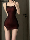 Woman Dress 2024 Vestidos De Mujer Fashion Tunic Temperament Sexy Sling Robe Femme Gauze Split Mini Summer Y2K Dresses-Outfit