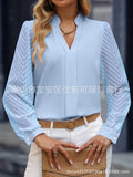White Lace Patchwork Shirt Blouse For Women Autumn Fashion Pure Color Long Sleeve Shirt Casual Loose Pullover Top Femme-Outfit