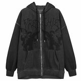 Y2K Gothic Sweatshirt Oversized Hoodie Women Autumn Zip Up Long Sleeve Coat Top Female 90S Vintage E-Harajuku Grunge