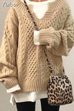 Sweater Women Fashion Chic Pullovers Sweet Basic Casual Loose Long Sleeve V-Neck Knitwear Tops Autumn Winter New
