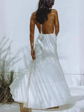 Women's Dress With A Back V Tie With A Solid Color Open Skirt Sexy Vacation