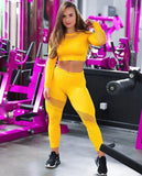 Out Seamless Sports Set Sport Outfits Women Black Two 2 Piece Crop Top Bra Leggings Workout Gym suit Fitness Sport