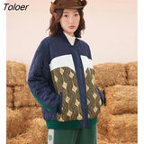 Women Fleece Thick Coat 2022 Winter Long Sleeve Loose Jacket Vintage Contrast Baseball Uniform Warm Casual Outwear