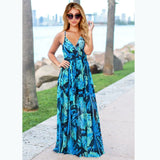 Floral Print Long Dress 2022 Summer Vintage Backless V-Neck Elegant Sleeveless Party Dress Femme Beach Loose Boho
