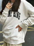 Letter Print Women Sweatshirt 2024 Autumn Winter Long Sleeve O-Neck Pullover Tops Fashion High Street Cotton Sweatshirt Top-Outfit