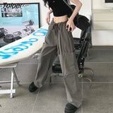 Pants Women Loose Pockets Teens Unisex Streetwear Retro Chic Ins Ulzzang Casual Baggy Vintage College Thin Summer