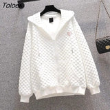 Hoodies Women Fashion Waffle Hooded Jackets Casual Zipper Cardigan Thin Hoodie Springautumn Loose Couple Jacket