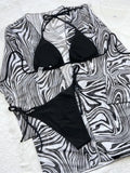 Bikini Leopard Print Robe 3 Piece Set
