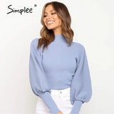Autumn winter knitted sweater High collar Lantern Sleeve loose women's sweater High street fashion pullover 2020