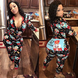 Womens Sexy Nightwear Christmas Pajamas Sleepwear Pyjamas fashion Romper new underwear casual printed Jumpsuit Set Xmas-Outfit