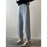 Women's Fleece Lined High Waist Sweat Pants 2022 Winter New High Waist Loose Cropped