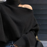 Women's Sweaters 2019 New Casual Solid Loose Sweater Bare Shoulders Knitted Pullovers Winter Oversized Sweaters
