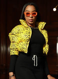 Casual Spotty Printed Zipper Up Long Sleeve Cropped Down