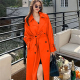 Women's Long-Term 2025 Spring And Autumn Black Korean Version Of Large-Size Small Man Popular British Wind Coat Over The Knee