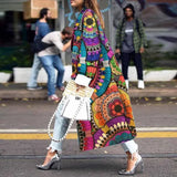 autumn and winter new women's fashion loose ankle print woolen coat coat
