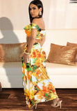 Multicolor Sexy Halter Sleeveless Print Maxi