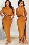 Elegant Sleeveless Ruched Split Irregular Party Dress 703-1-Outfit
