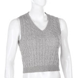 Argyle Plaid Y2k Tank Top Women Fashion Knitted Sweater Undershirt 90S Knitwear Autumn Basic
