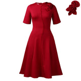 Women's 2025 New Short-Sleeved Solid-Colored Round-Collar Temperament Elegant African