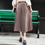 Skirt Women Autumn Long Vintage Gray Korean 2020 Maxi High Waist Casual Winter Black Party School Girl Velvet
