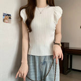 Design Wood-In-Eared T-Shirt For Women's Summer New French Retro Inss Headset Thin Short-Sleeved