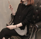 Women Clothes Spring Autumn Shirt Knit Pullover Sweater Two-Piece Sweater Women Casual Loose Large Size Shirt Bottoming