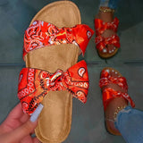 Sandals Women Summer Bow Flat Shoes Ladies Beach Slipper Outdoor Fashion Slides for Ladies Casual Flip