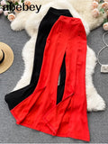 Sexy Split Flare Pants Women High Waist Slim Boot Cut Trousers Spring Vintage Korean Streetwear Long