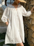And Summer 2025 New Three-Dimensional Embroidery South French Holiday White Dress Women's Summer Women's