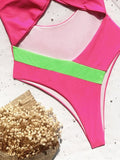 Pink Sexy Cross Halter One-Piece