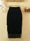 Formal High Waist Fringe Pencil