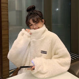 Women Winter White Jacket Faux Lamb Fur Kawaii Coat Lamb Women Teddy Fur Coat Fleece Original Parkas Plus Size Hoodies
