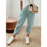 Summer New Woven Woven Stripe Splicing Design Loose Casual Pants